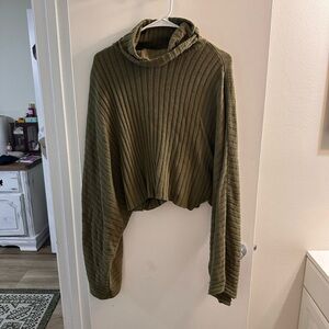 Nasty Gal Green Cowl Neck Sweater Chunky Knit